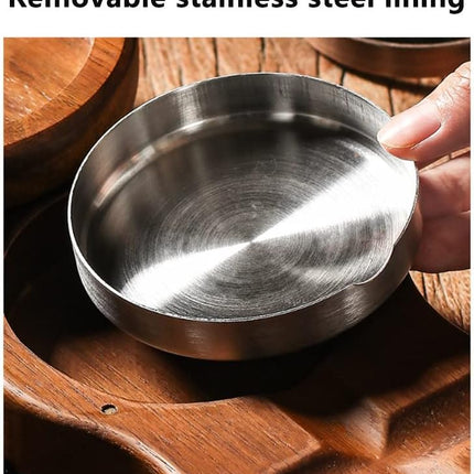 AshLuxe™ – Wooden Ashtray with Removable Stainless Steel Liner for Home & Bar