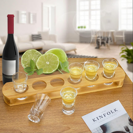 BambooShots™ – 6-Piece Heavy Base Shot Glass Set™ with Wooden Bamboo Tray