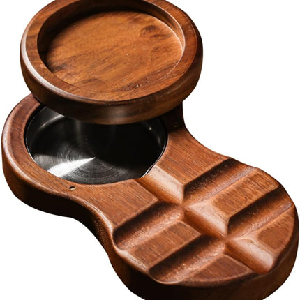 AshLuxe™ – Wooden Ashtray with Removable Stainless Steel Liner for Home & Bar
