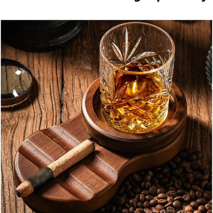 AshLuxe™ – Wooden Ashtray with Removable Stainless Steel Liner for Home & Bar
