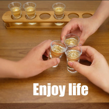 BambooShots™ – 6-Piece Heavy Base Shot Glass Set™ with Wooden Bamboo Tray