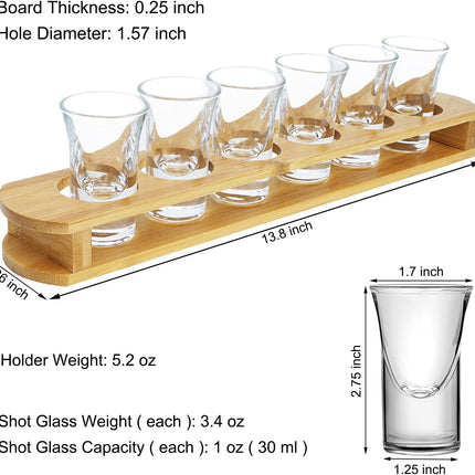 BambooShots™ – 6-Piece Heavy Base Shot Glass Set™ with Wooden Bamboo Tray