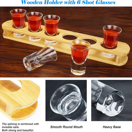 BambooShots™ – 6-Piece Heavy Base Shot Glass Set™ with Wooden Bamboo Tray
