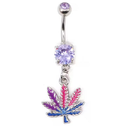 Crystal Cannabis Navel Ring™ – Surgical Steel Body Piercing