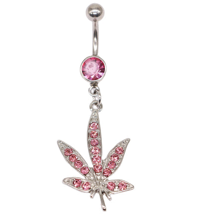 Crystal Cannabis Navel Ring™ – Surgical Steel Body Piercing