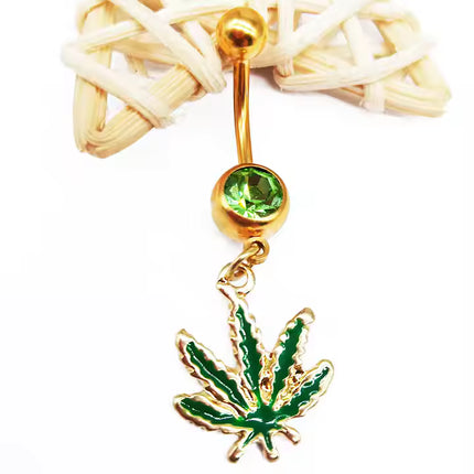 Crystal Cannabis Navel Ring™ – Surgical Steel Body Piercing