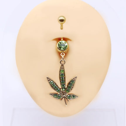 Crystal Cannabis Navel Ring™ – Surgical Steel Body Piercing
