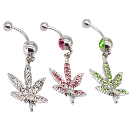 Crystal Cannabis Navel Ring™ – Surgical Steel Body Piercing