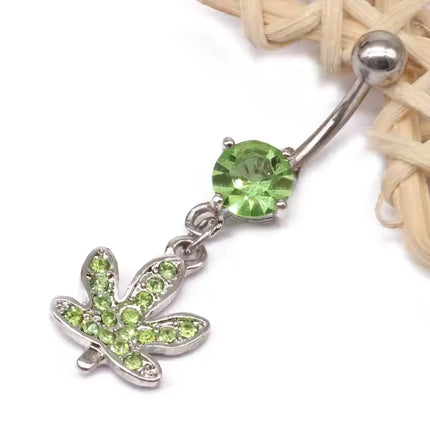 Crystal Cannabis Navel Ring™ – Surgical Steel Body Piercing