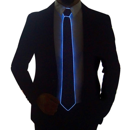 Men Gift EL Wire Black Ties Wedding Party Decor Neon LED Luminous Bow Neck Tie Ties For Men Boys Kids