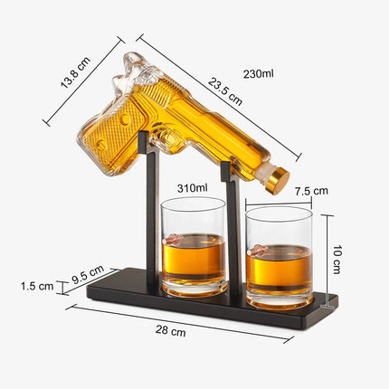 Gun Whiskey Decanter Sets + 2 Bullet Glasses