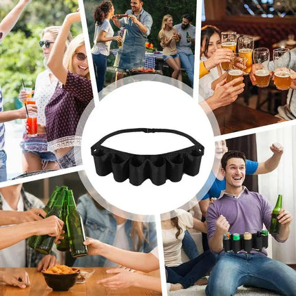 Beer Holster Belt Portable Soda Bottle Beer Holder Drink Can Holder Holds 6 Cans Adjustable Beer Waist Holder For Parties