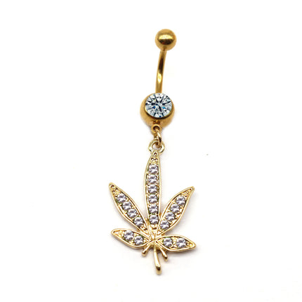 Crystal Cannabis Navel Ring™ – Surgical Steel Body Piercing