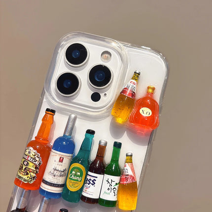 Ins Creative Fun Mini Wine Bottle Phone Case For iPhone 16 15 14 13 12 Pro Max Plus 11 Personalised 3D Summer Beer Bottle Shell
