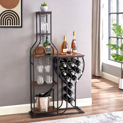 Freestanding Wine Rack™ - 5-Tier with Hanging Glass Holder