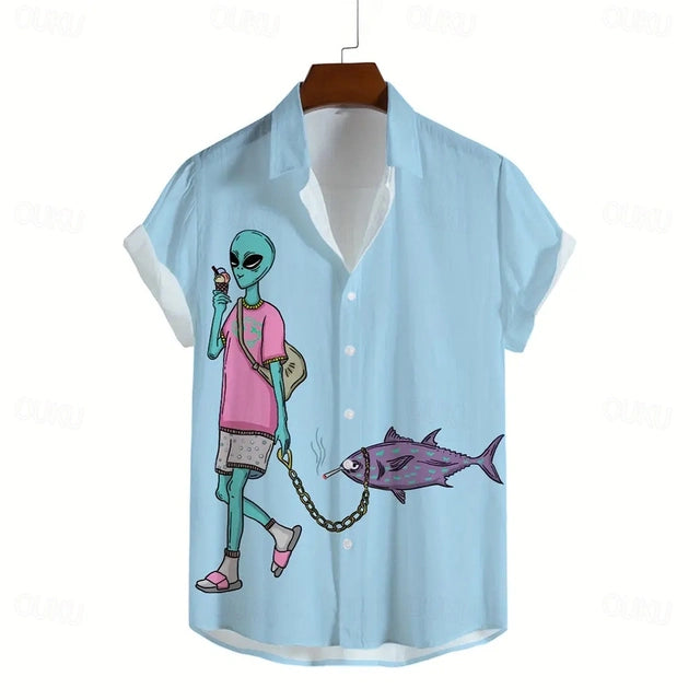 Alien Summer Vibes ™
Cosmic Chill 3D Geometric Print Shirt