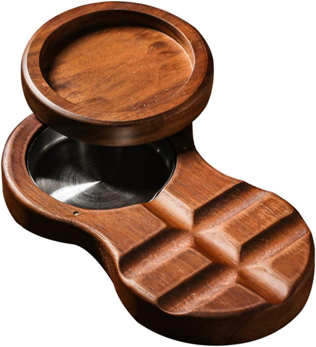 AshLuxe™ – Wooden Ashtray with Removable Stainless Steel Liner for Home & Bar