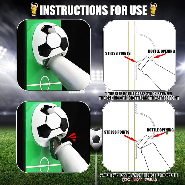 MagnoGoal™ Soccer Bottle Opener™ with Built-in Cap Collector