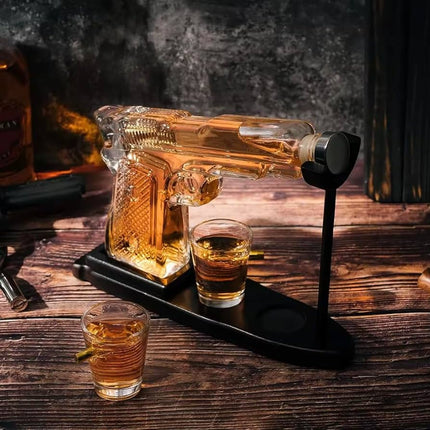Gun Whiskey Decanter Sets + 2 Bullet Glasses