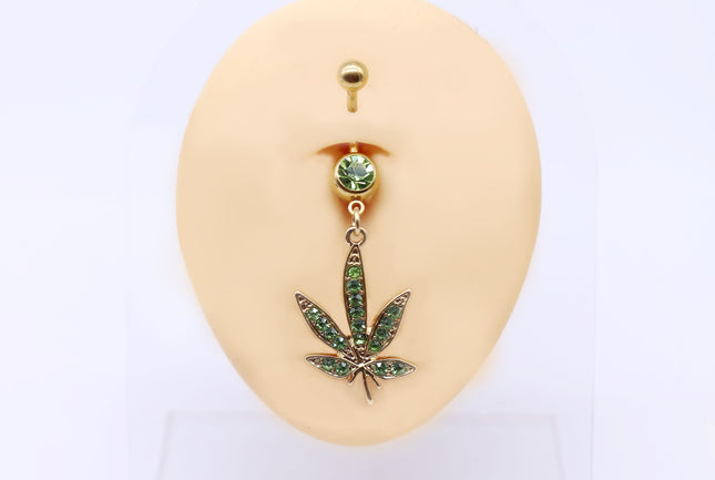 Crystal Cannabis Navel Ring™ – Surgical Steel Body Piercing