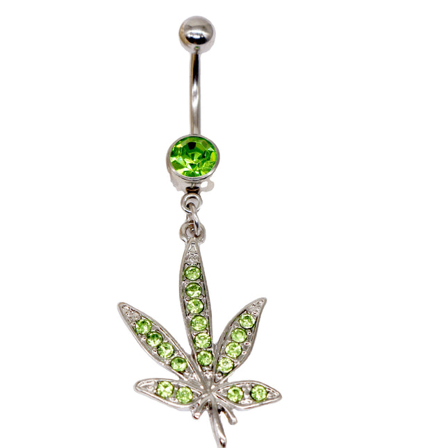 Crystal Cannabis Navel Ring™ – Surgical Steel Body Piercing