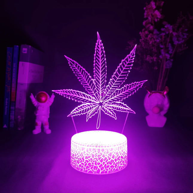 Weed 3D Lamp Color Changing 3D Night Light for Aesthetic Rooms