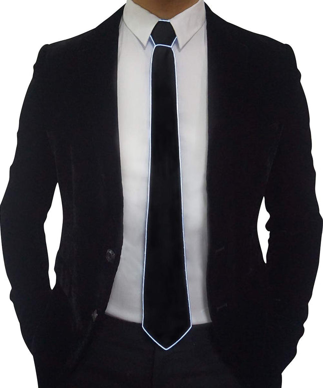Men Gift EL Wire Black Ties Wedding Party Decor Neon LED Luminous Bow Neck Tie Ties For Men Boys Kids