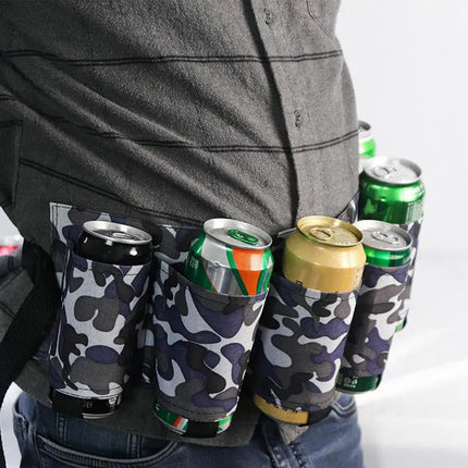 Beer Holster Belt Portable Soda Bottle Beer Holder Drink Can Holder Holds 6 Cans Adjustable Beer Waist Holder For Parties