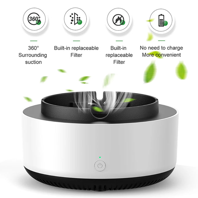 🔄 360° Smoke Filter Ashtray – Odor & Secondhand Smoke Eliminator
