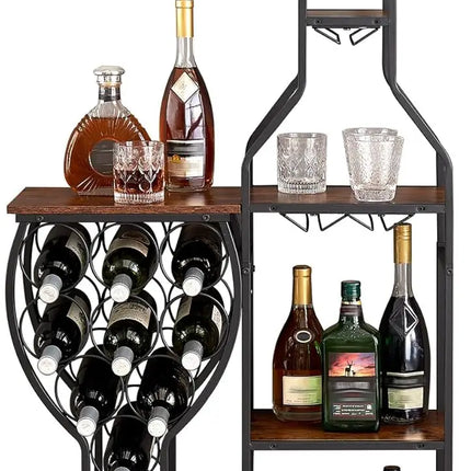 Freestanding Wine Rack™ - 5-Tier with Hanging Glass Holder