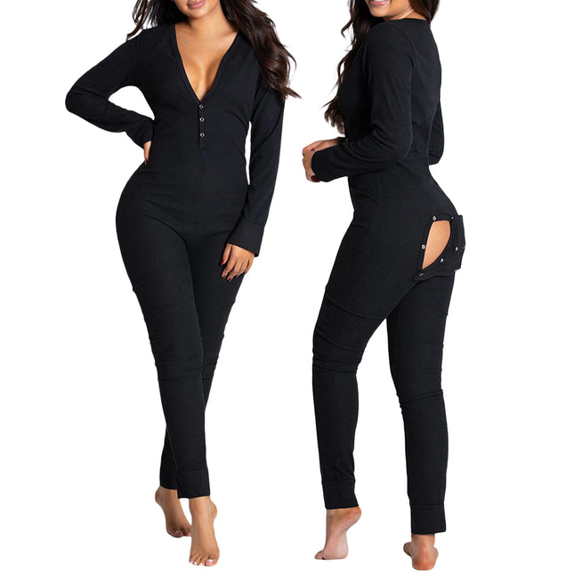 Midnight Mood™ Long Sleeve Slim Pajama Romper – Detachable & Stretchy