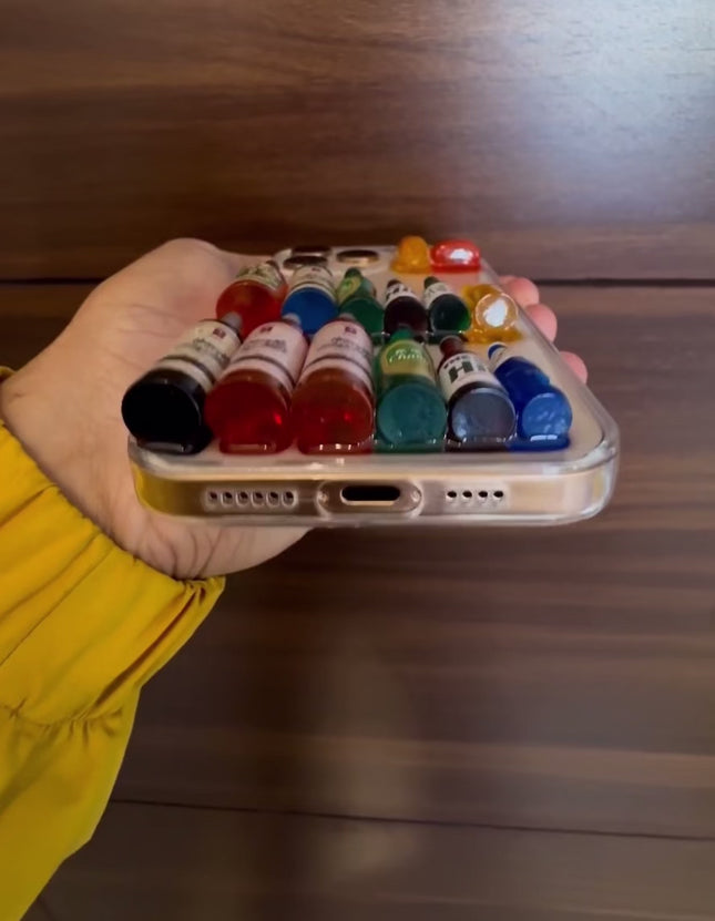 Ins Creative Fun Mini Wine Bottle Phone Case For iPhone 16 15 14 13 12 Pro Max Plus 11 Personalised 3D Summer Beer Bottle Shell